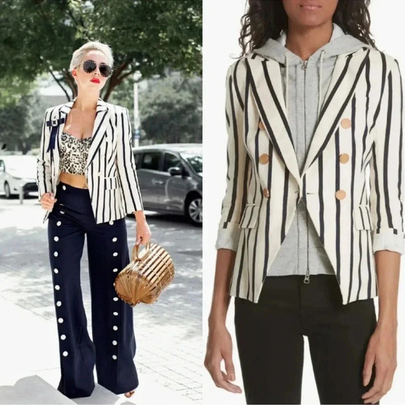 *125 NWT Veronica Beard Striped Empire Dickey Jacket Size 4 - Picture 1 of 12